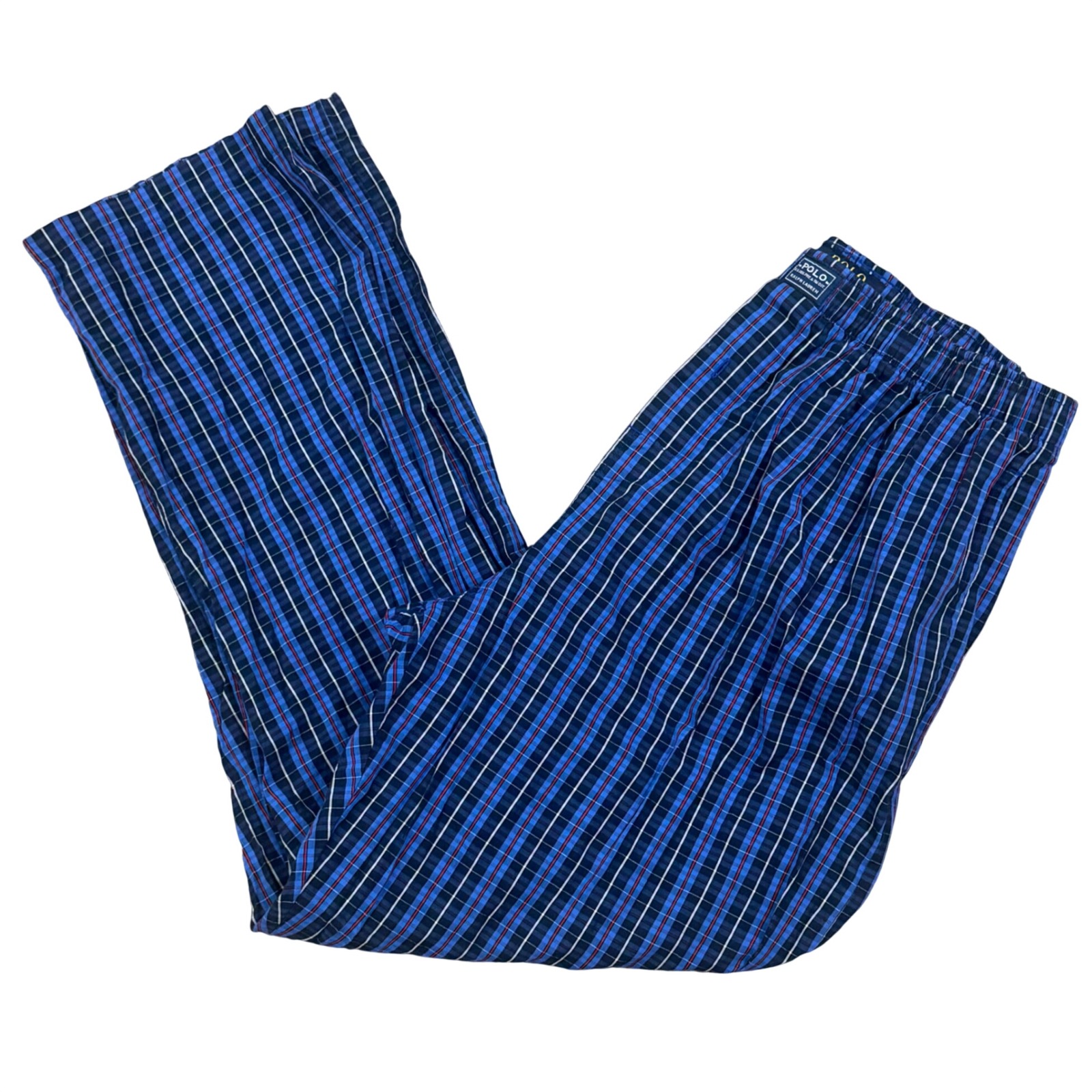 Polo Ralph Lauren Mens Blue Plaid Cotton Pajama Pants Sleep Lounge Bottoms Large